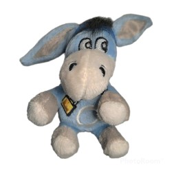 Portachiave Mascotte Peluche asinello cm 10 colore azzurro con bandana Napoli