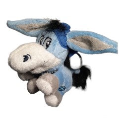 Portachiave Mascotte Peluche asinello cm 10 colore azzurro con bandana Napoli