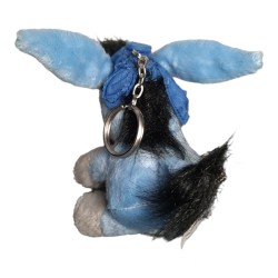 Portachiave Mascotte Peluche asinello cm 10 colore azzurro con bandana Napoli