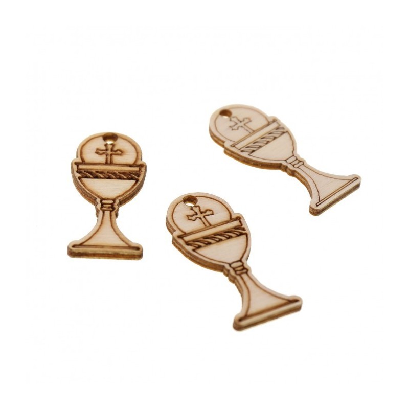 Calice Prima Comunione legno intaglio 9,3x8cm Bomboniera regalino