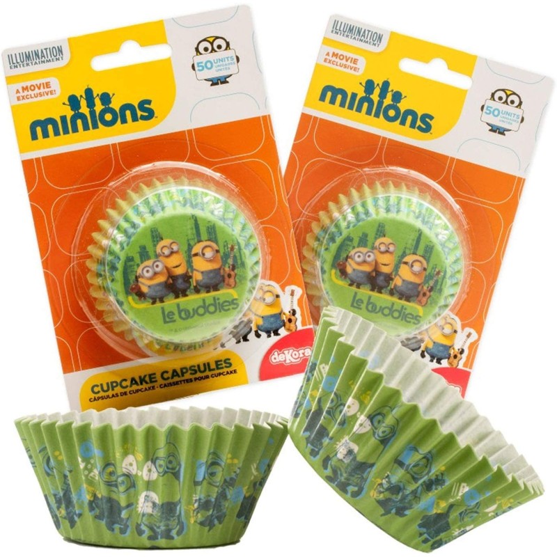 50 Pirottini Minions Disney in Carta Forno – Decorazioni per Cupcake, Muffin e Dolcetti – Ideali per Feste di Compleanno Bambini