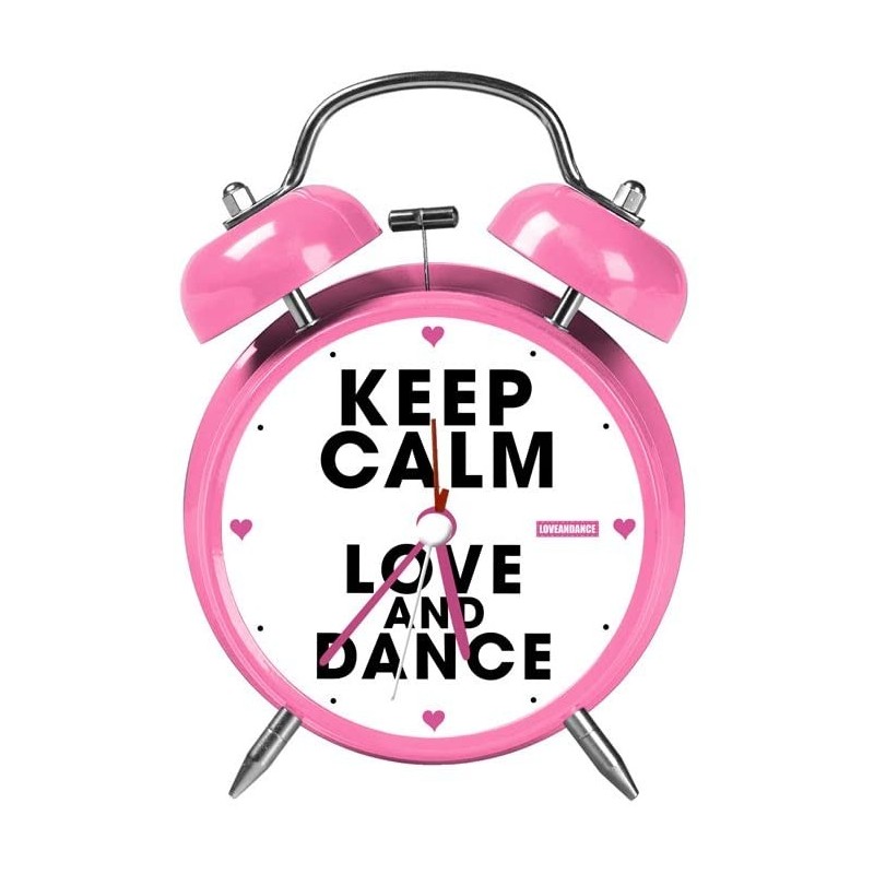 Orologio Sveglia a Campana in Metallo "Danza Love Dance Keep Calm" - 14 cm | Idea Regalo per Bambina