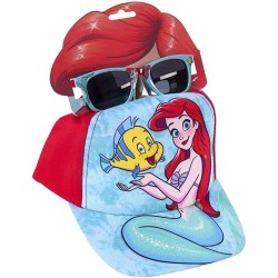 Cappello-Cappellino con visiera + occhiali sole La Sirenetta Disney Regolabile con Velcro Bambina