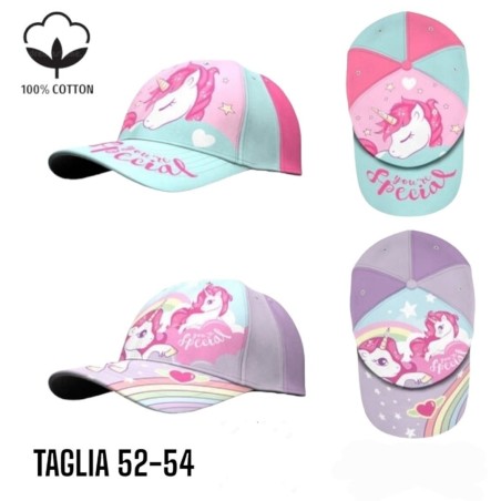 Cappello -Cappellino con visiera Unicorno Cotone Bambina