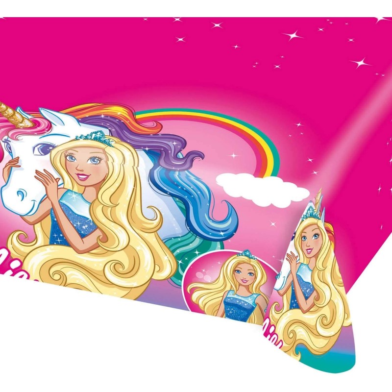 Tovaglia-festa-compleanno Barbie con Unicorno 120x180cm Compleanni Bambina