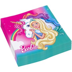 Tovaglioli Barbie con Unicorno – 20 Pezzi | Festa Magica per Bambini, Compleanno a Tema Barbie, Decorazioni Party Originali