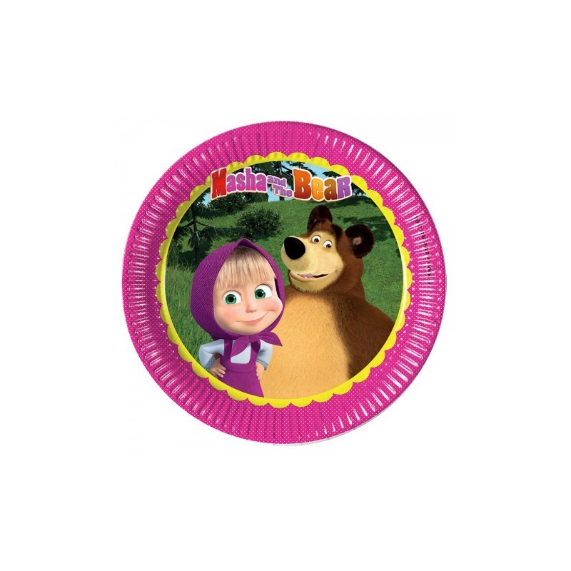 8 piatti in cartone Disney MASHA& ORSO Ø 18 diametro Feste & Compleanni Bambini