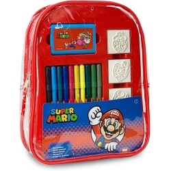 "Zaino Super Mario Bros con Pennarelli Giotto, Timbrini e Album da Colorare - Set Creativo Completo per Bambini"