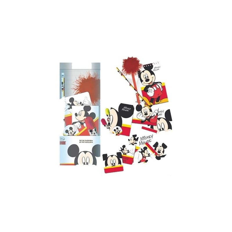 Set da 21 pezzi di Cancelleria Disney Mickey Mouse - Matita, Evidenziatore, Penna, Notes e Stickers di Topolino"