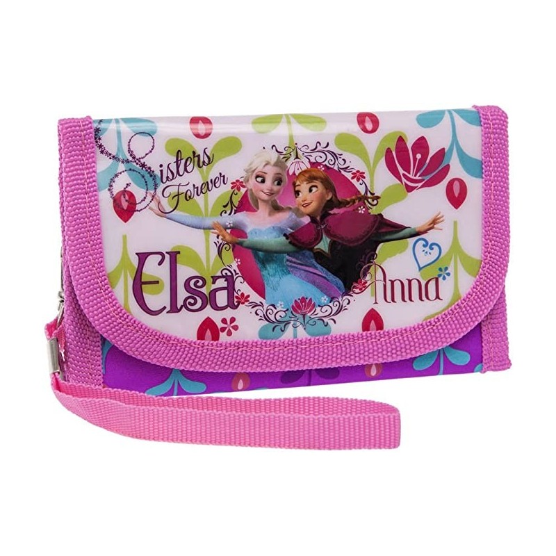 DISNEY FROZEN ELSA E ANNA PORTAFOGLIO PORTAMONETE WALLET CON LACCIO DA POLSO