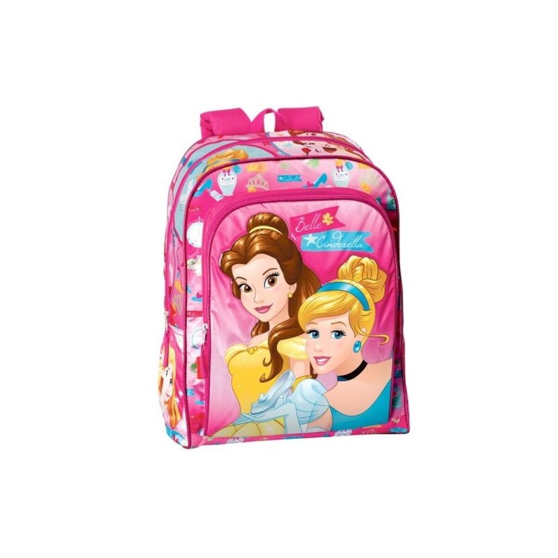 Zaino Principesse Disney 44cm con Doppia Cerniera - Cenerentola e Belle
