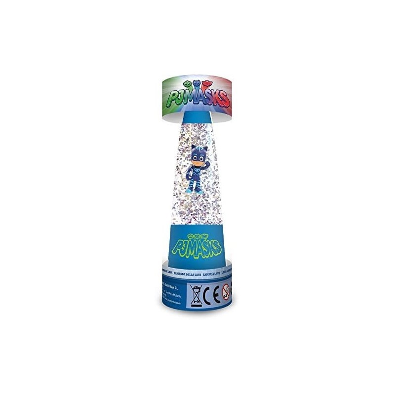 PJ-MASKS- lampada lava con brillantini Bambino Glitter A Led y cm 15