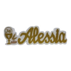 Porta Confetti Comunione Personalizzato 60 cm con Calice, Spiga e Pane – Centro Tavola Prima Comunione con Nome