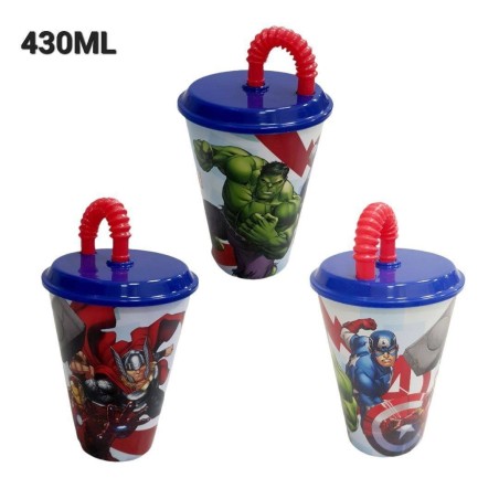 Bicchiere con Cannuccia Avengers Marvel 430 ml: Riutilizzabile e Resistente