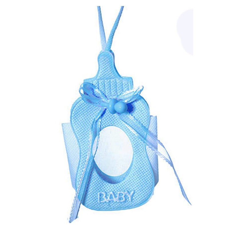 12-Sacchetti Portaconfetti con Applicazioni in PVC Biberon - Idee Nascita e Battesimo Bambino - 11 cm