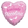 Palloncino Cuore Benvenuta Piccolina Rosa 45cm Nascita Baby Shower Decorazione Bimbi