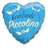 Palloncino Mylar Cuore 46 cm – Scritta "Benvenuto Piccolino"