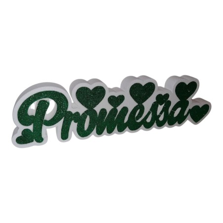 Scritta Promessa Sposi in Polistirolo con Cuoricini – Centro Tavola Matrimonio o Festa di Fidanzamento – 39x13 cm