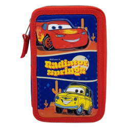 Astuccio 3 Zip Disney Cars Saetta McQueen 3D Portapenne con Pennarelli Giotto