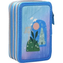 Astuccio Scuola Multiscomparto 44 Pz. Frozen & Olaf Disney con 3 Zip - Portacolori Giotto 20x13x6 cm