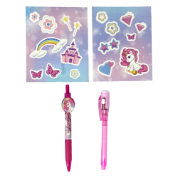 Diario Segreto Unicorno con Penna Magica Adesivi e Penna con Clip Bambina