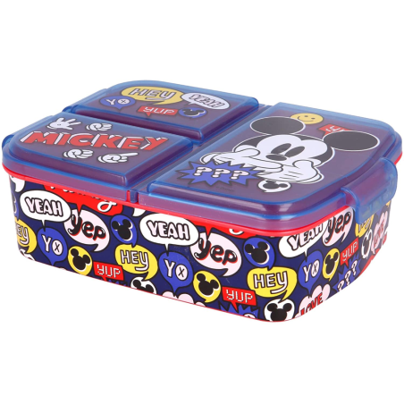 Portapranzo Multiscomparto Mickey-Topolino Disney - Contenitore per Merenda 18 x 13,5 x 5,5 cm