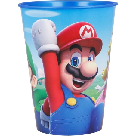 Bicchiere Plastica Super Mario Bros Nintendo 260 ml per Bambini, Ideale per Scuola e Tempo Libero