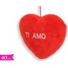Cuscino Cuore Rosso in Peluche con Frase 'Ti Amo' - 40 cm, Scritta Ricamata