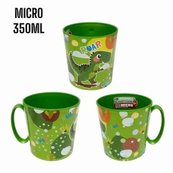 Tazza per Bambini 350 ml Dinosauro Roar – Plastica BPA Free Microonde – Mug con Manico per Colazione,