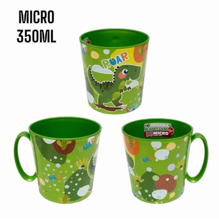 Tazza per Bambini 350 ml Dinosauro Roar – Plastica BPA Free Microonde – Mug con Manico per Colazione,