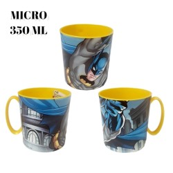 Tazza in Plastica per Microonde 350 ml - Design Batman - Mug per Scuola e Tempo Libero