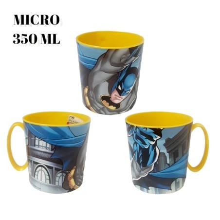 Tazza in Plastica per Microonde 350 ml - Design Batman - Mug per Scuola e Tempo Libero
