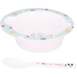 Servizi da Tavola per Bambini Disney Mickey Mouse - Adatti a Microonde - 2 Pezzi: Ciotola e Cucchiaio