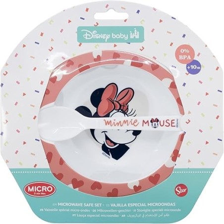 Set Pappa Disney Minnie per Microonde – Piatto Fondo + Cucchiaio per Bambina (10+ mesi)