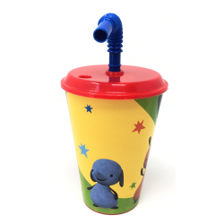 Bicchiere con Cannuccia Bing il Coniglietto in Plastica - 430 ml