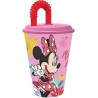 Bicchiere con Cannuccia Minnie Mouse Disney in Plastica – 430 ml – Tazza Bambini Riutilizzabile