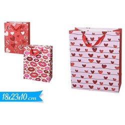 BUSTA SHOPPER REGALO GLITTER LOVE 18x10x23CM