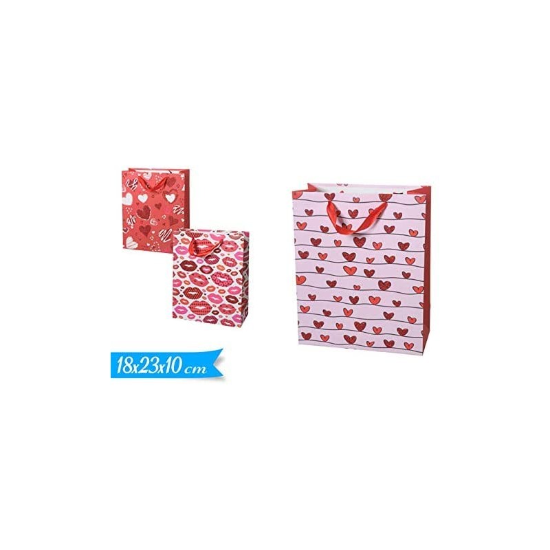BUSTA SHOPPER REGALO GLITTER LOVE 18x10x23CM