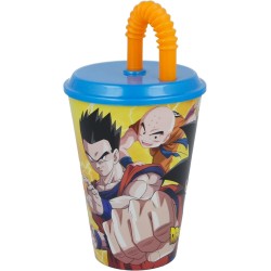 Bicchiere con Cannuccia Dragon Ball Z in Plastica - 430 ml