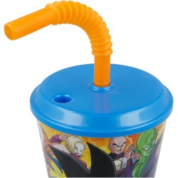 Bicchiere con Cannuccia Dragon Ball Z in Plastica - 430 ml