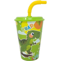Bicchiere con Cannuccia Dinosauro Roar Disney 430ml - Ideale per Scuola e Tempo Libero dei Bambini
