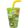 Bicchiere con Cannuccia Dinosauro Roar Disney 430ml - Ideale per Scuola e Tempo Libero dei Bambini