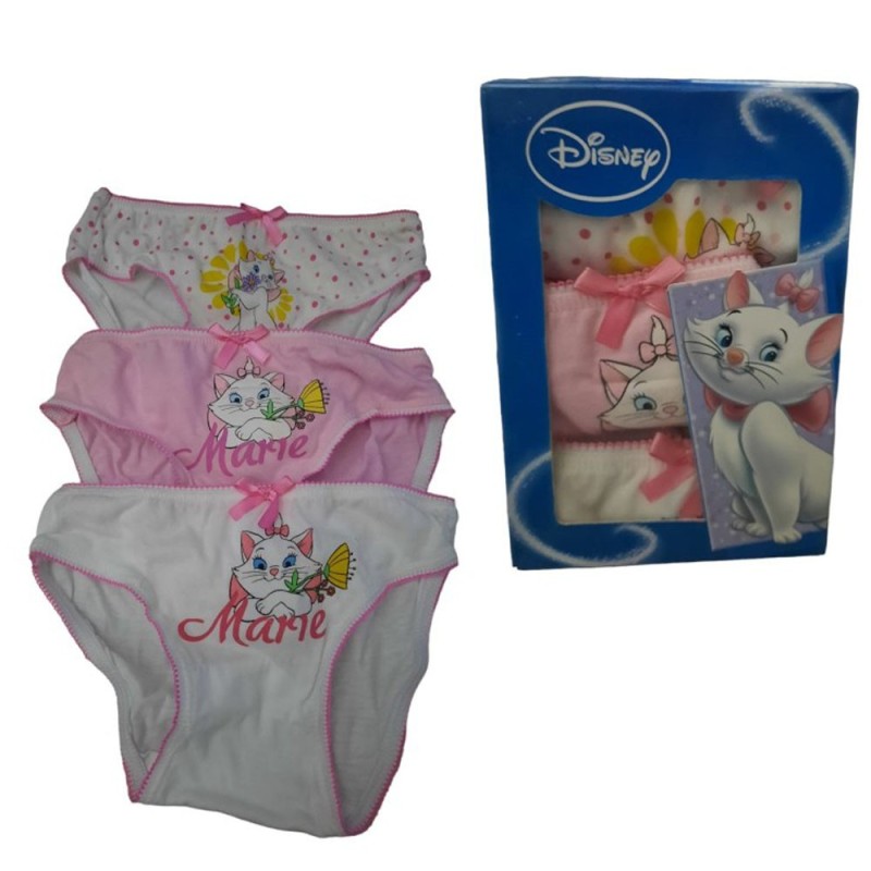 Set 3 Mutandine Aristogatti Minou Disney in Cotone | Slip Bambina 2-3 Anni | Intimo Bimba 100% Cotone