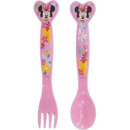 Posate Minnie Disney in Plastica BPA Free - Forchetta e Cucchiaio Set 2 Pz per Scuola e Tempo Libero