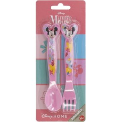 Posate Minnie Disney in Plastica BPA Free - Forchetta e Cucchiaio Set 2 Pz per Scuola e Tempo Libero