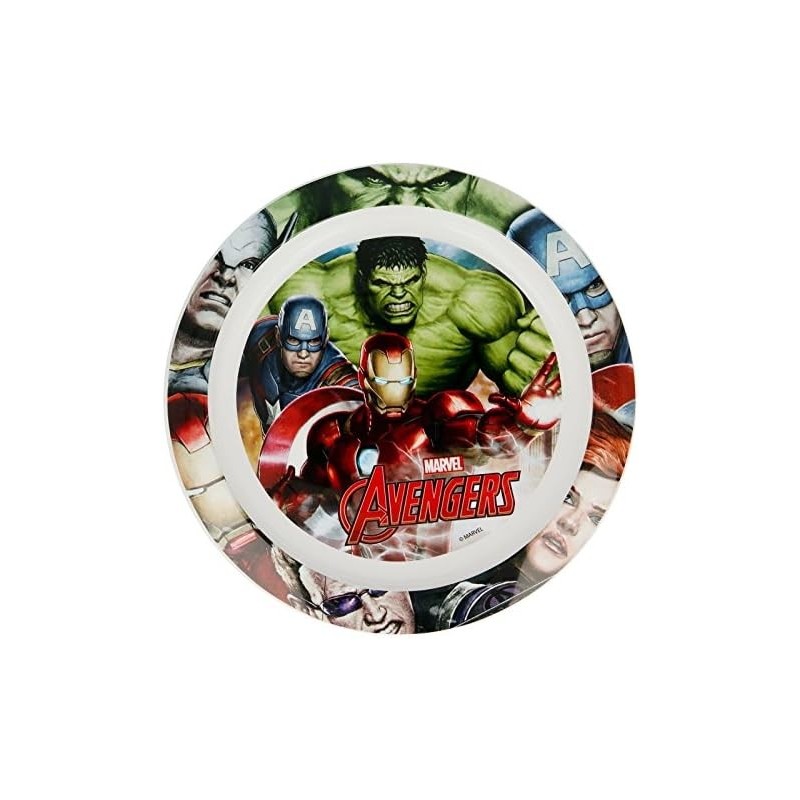 Piatto Piano Avengers Marvel Plastica microonde diam.22cm Bambino Hulk Capita America Iron Men