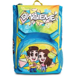 Zaino Scuola Seven Elementare Estensibile Dinsieme con Tasca Laterale Porta Borraccia Celeste