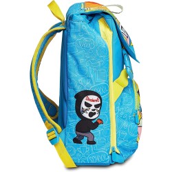 Zaino Scuola Seven Elementare Estensibile Dinsieme con Tasca Laterale Porta Borraccia Celeste
