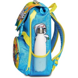 Zaino Scuola Seven Elementare Estensibile Dinsieme con Tasca Laterale Porta Borraccia Celeste