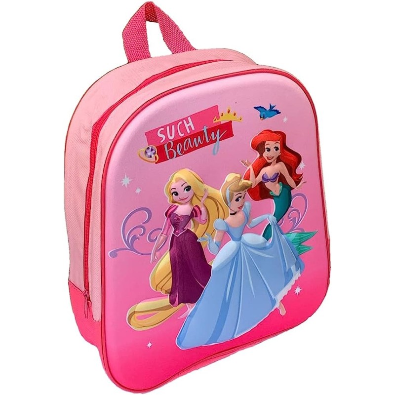 Zaino Asilo Principesse Disney Ariel Rapunzel Cenerentola 3D Zainetto Scuola 33cm